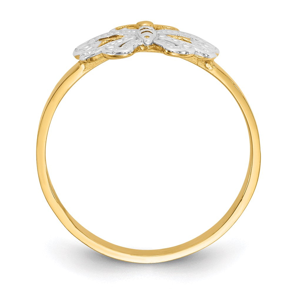 14k yellow gold w rhodium butterfly ring k3933