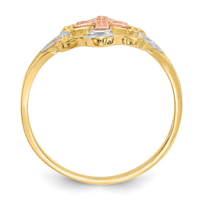14k two tone gold w white rhodium cross ring k3944