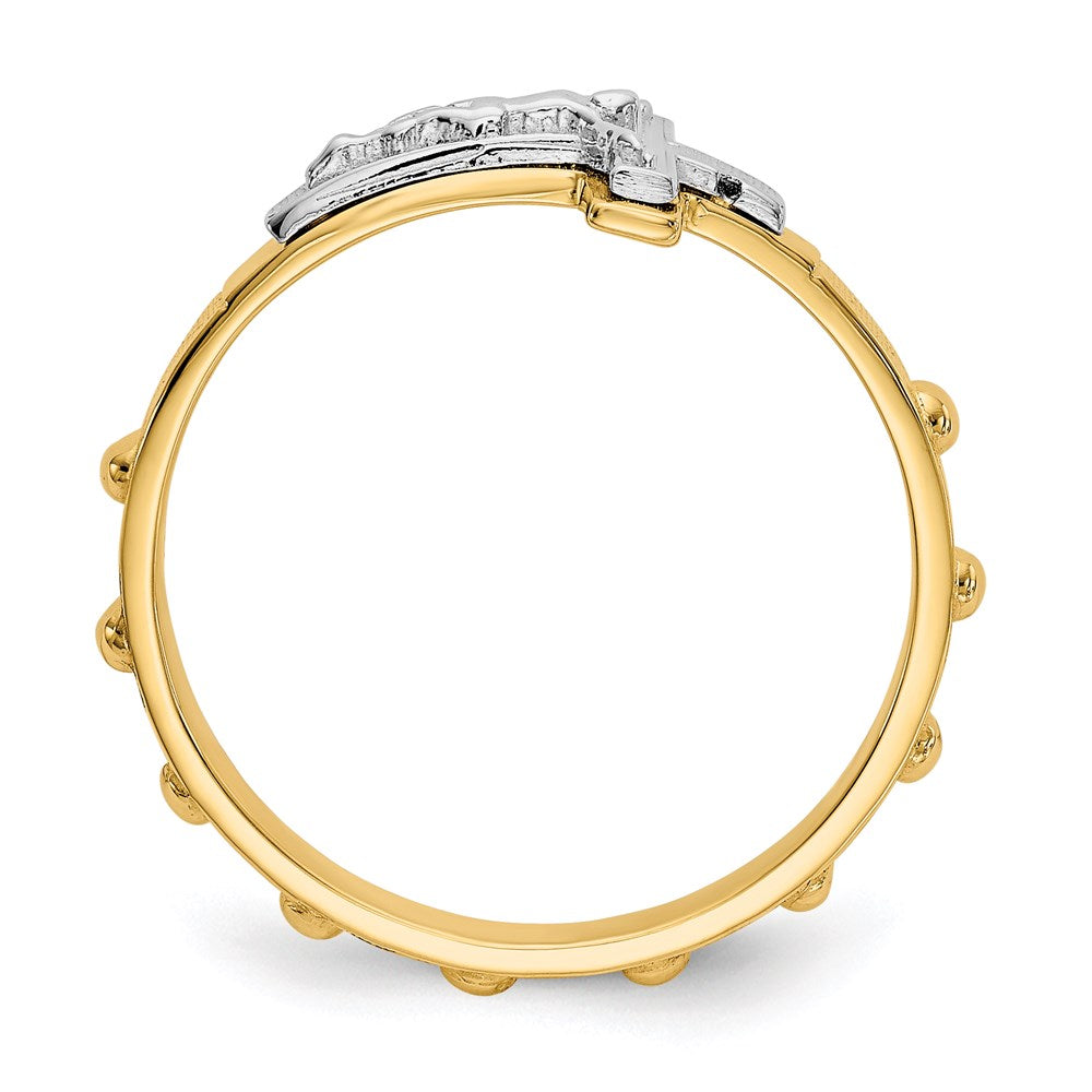 14k two tone gold crucifix rosary ring k3967