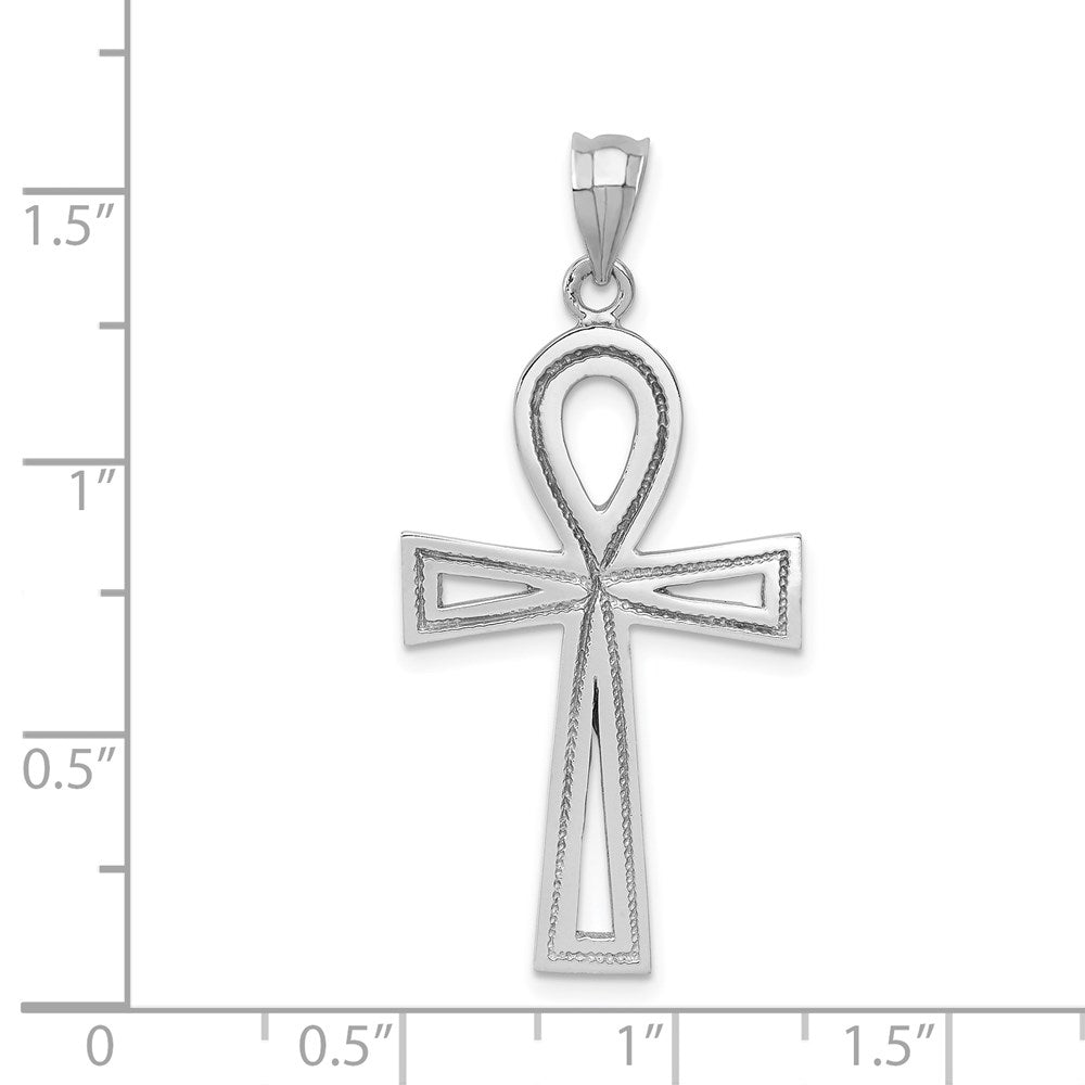 14k White Gold Ankh Cross Pendant