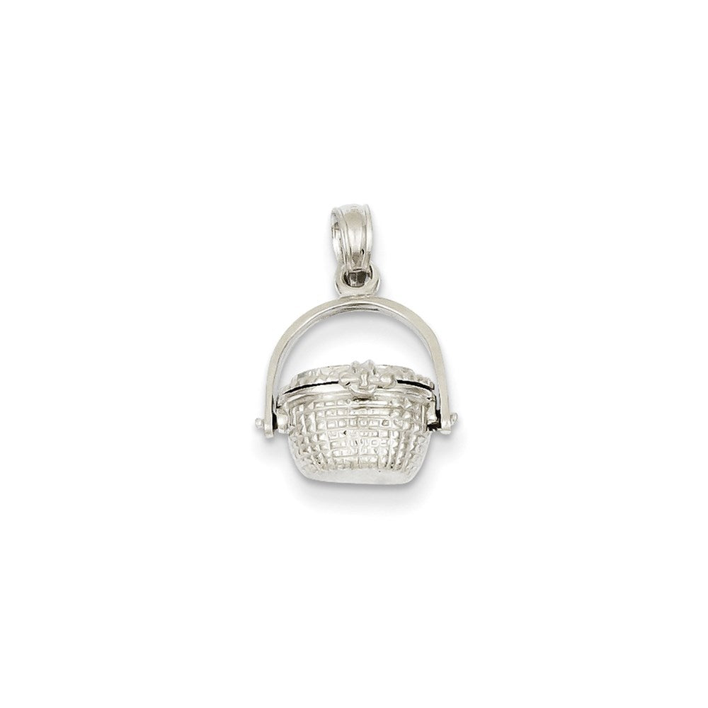 14k White Gold 3-D Opening Nantucket Basket Pendant