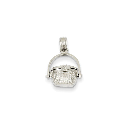 14k White Gold 3-D Opening Nantucket Basket Pendant
