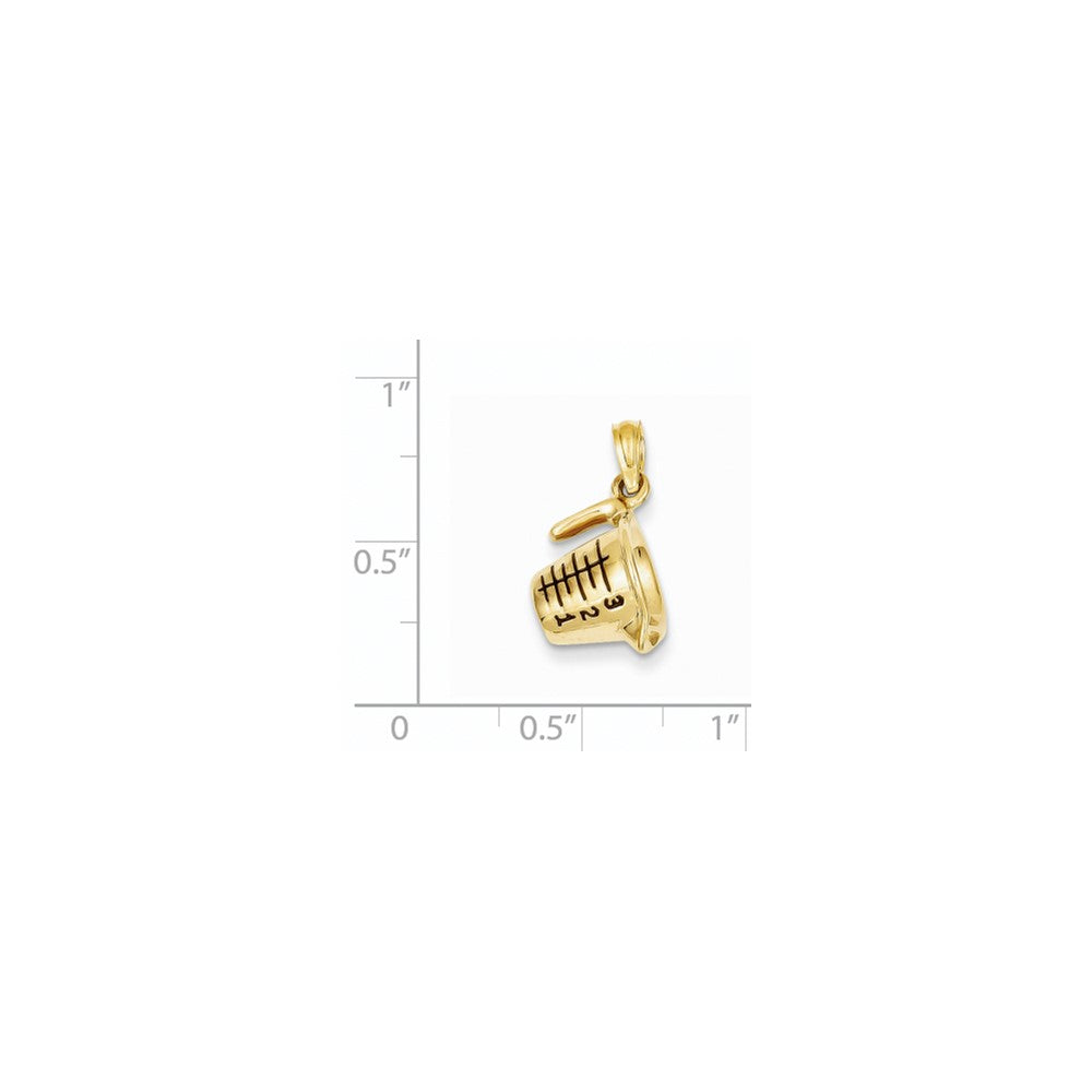 14k Yellow Gold 3-D Black Enameled Measuring Cup Pendant
