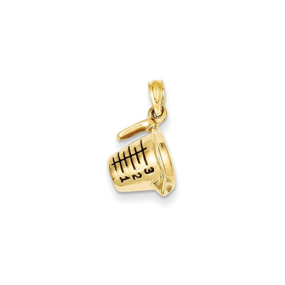 14k Yellow Gold 3-D Black Enameled Measuring Cup Pendant