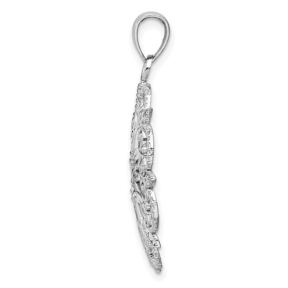 14k White Gold Diamond-cut Starburst Pendant