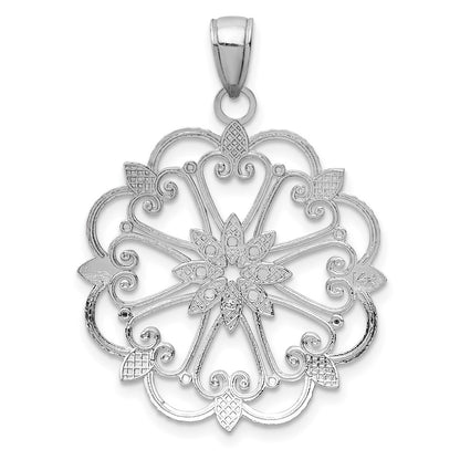 14k White Gold Diamond-cut Starburst Pendant