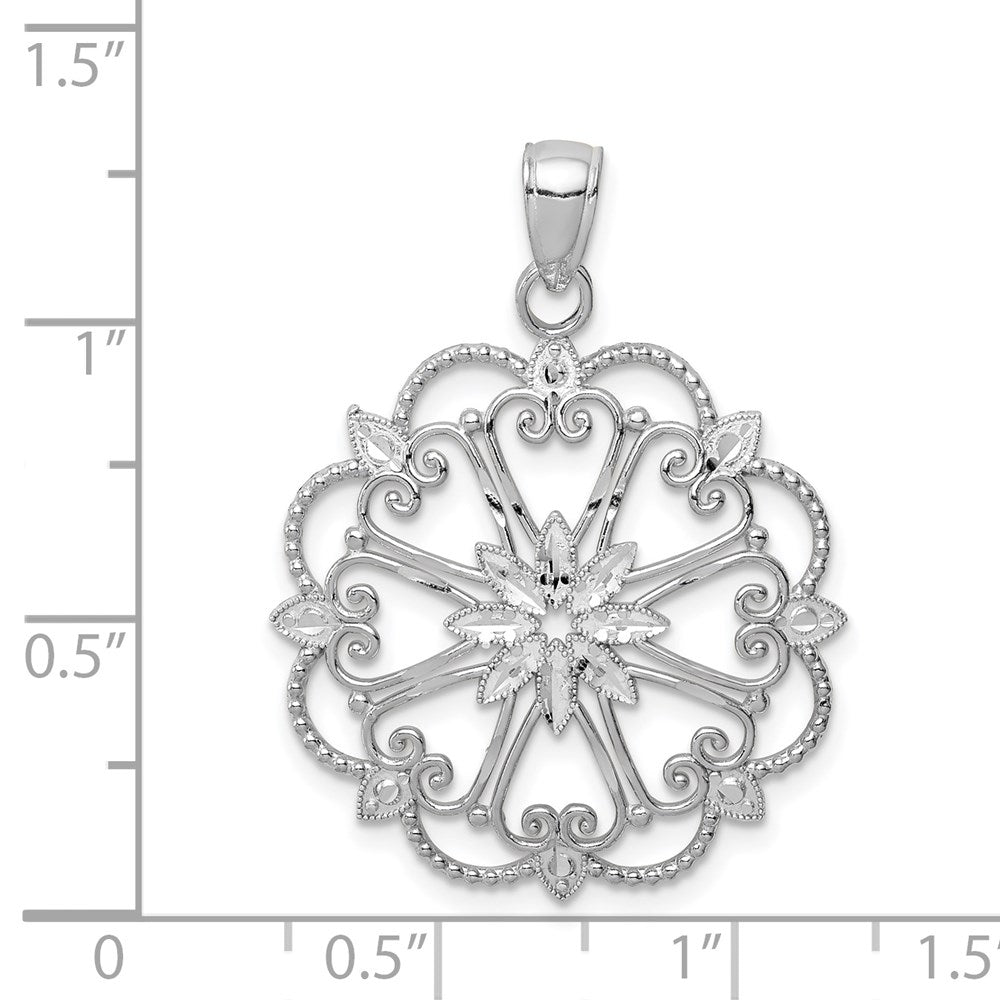14k White Gold Diamond-cut Starburst Pendant