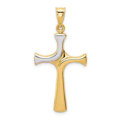 14k Yellow & Rhodium Gold w/Rhodium Fancy Cross Pendant