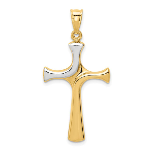 14k Yellow & Rhodium Gold w/Rhodium Fancy Cross Pendant