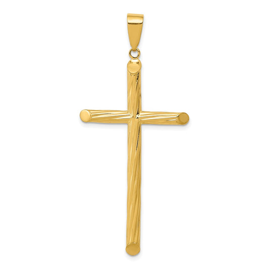 14k Yellow Gold Fancy Textured Cross Pendant