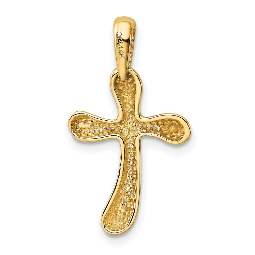 14k Yellow Gold Polished Freeform Cross Pendant