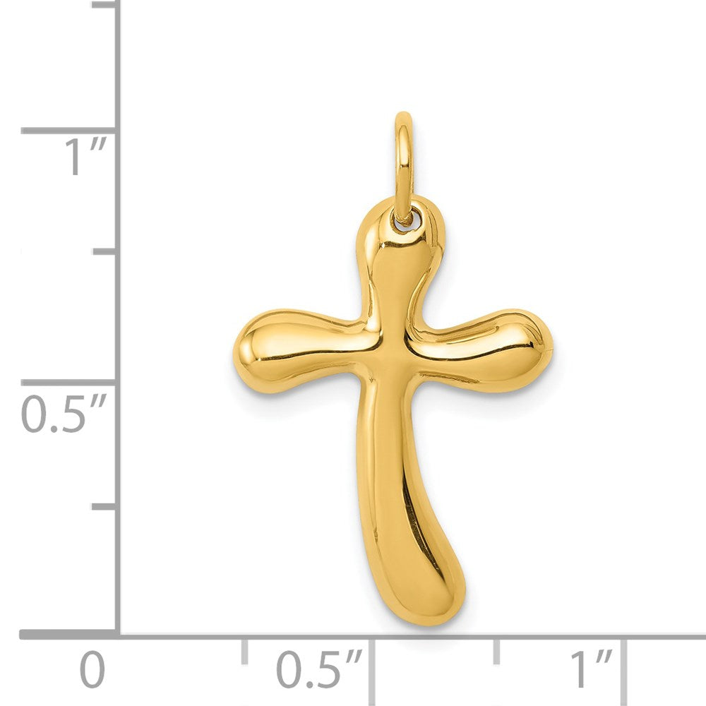 14k Yellow Gold Polished Freeform Cross Pendant