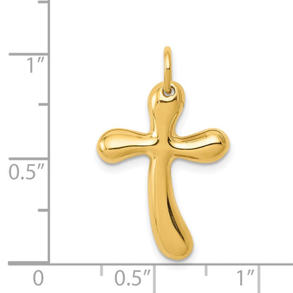 14k Yellow Gold Polished Freeform Cross Pendant