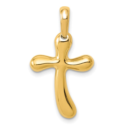 14k Yellow Gold Polished Freeform Cross Pendant