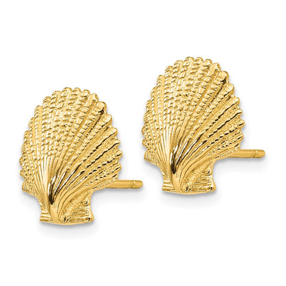 14k Yellow Gold Scallop Shell Post Earrings