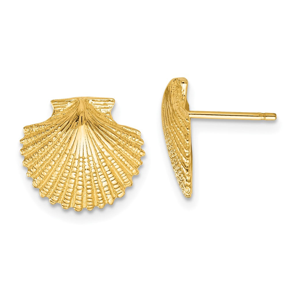 14k Yellow Gold Scallop Shell Post Earrings