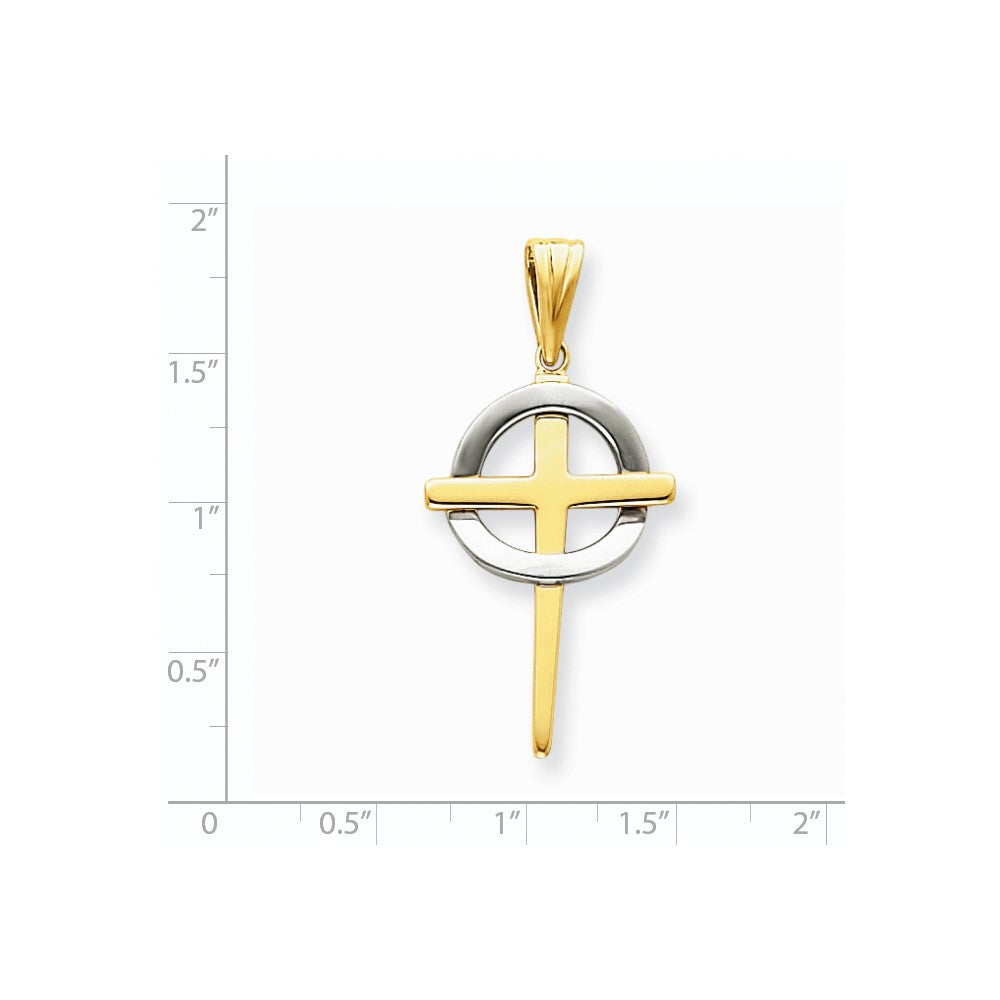 14k Two-tone Gold Celti Cross Pendant