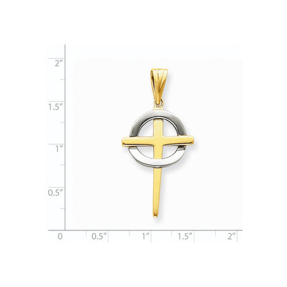 14k Two-tone Gold Celti Cross Pendant