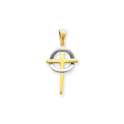 14k Two-tone Gold Celti Cross Pendant