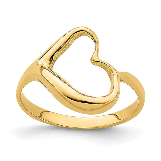 14k yellow gold tilted heart ring k4566