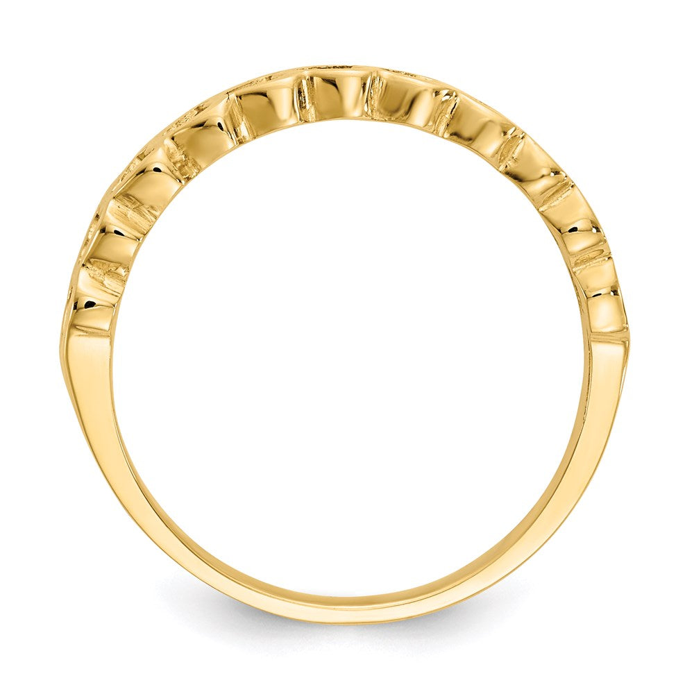 14k yellow gold polished hearts ring k4569
