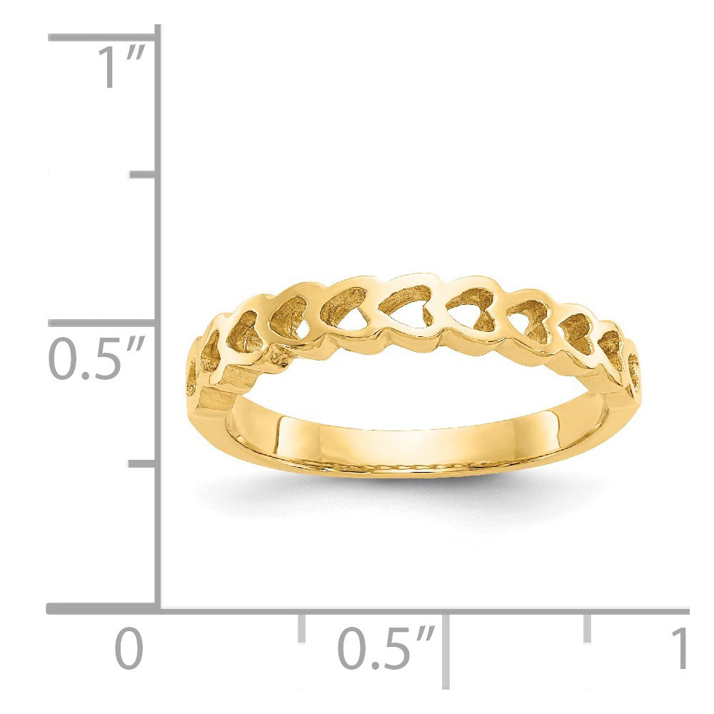 14k yellow gold polished hearts ring k4569