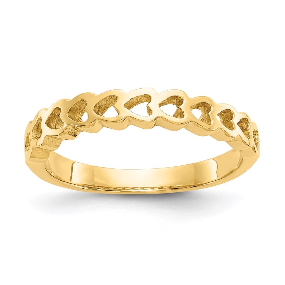 14k yellow gold polished hearts ring k4569