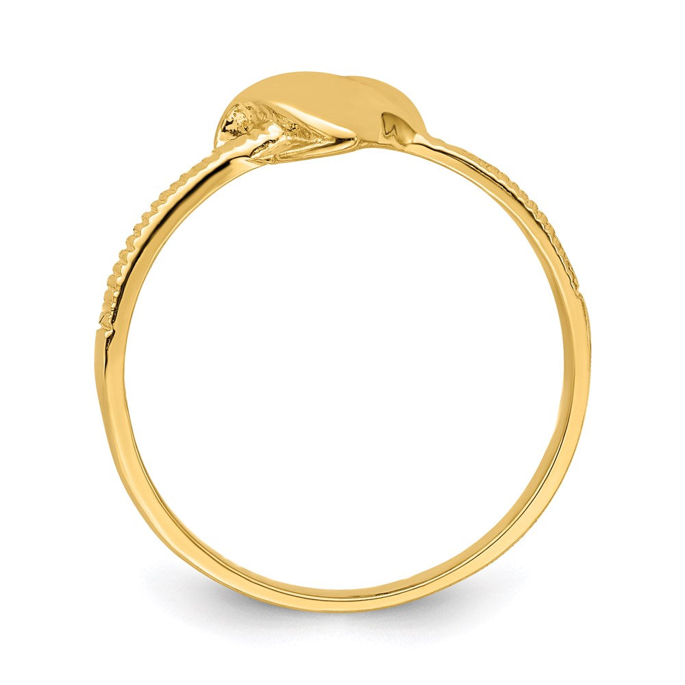 14k yellow gold solid heart with side ridges ring k4575