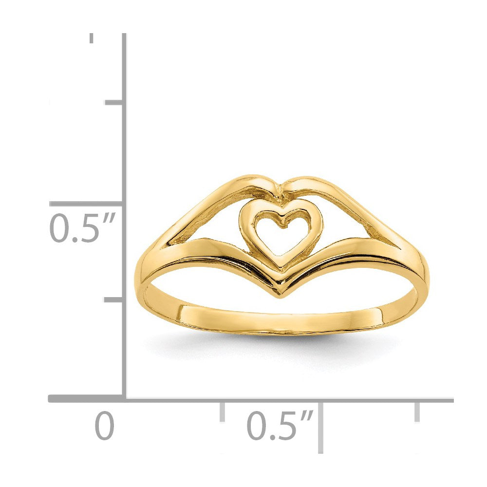 14k yellow gold polished heart ring k4577