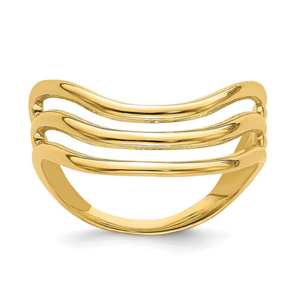 14k yellow gold triple wave fashion thumb ring k4593