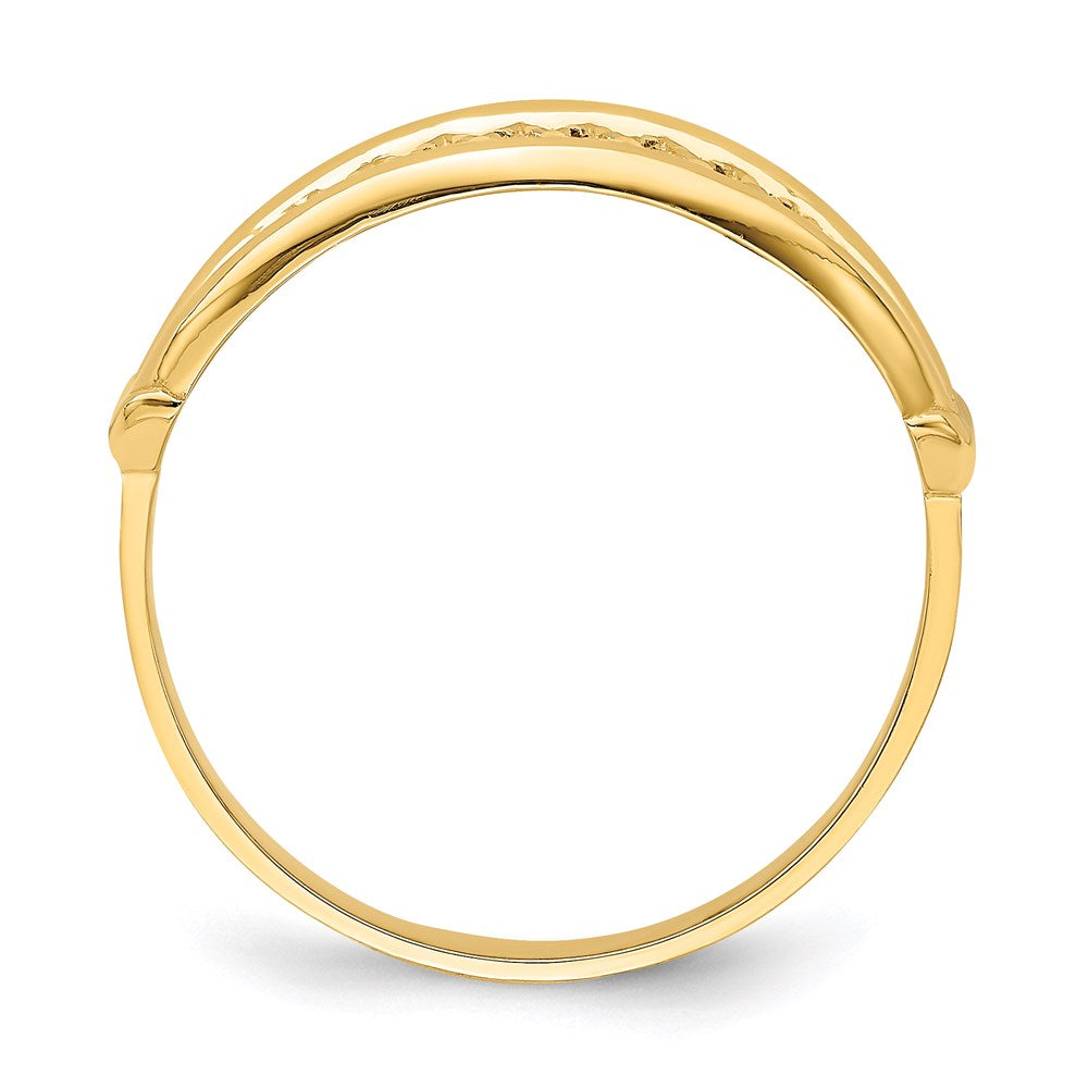 14k yellow gold tapered diamond cut pattern ring k4614
