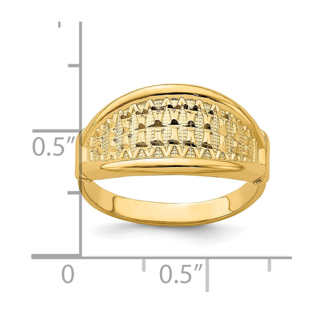 14k yellow gold tapered diamond cut pattern ring k4614