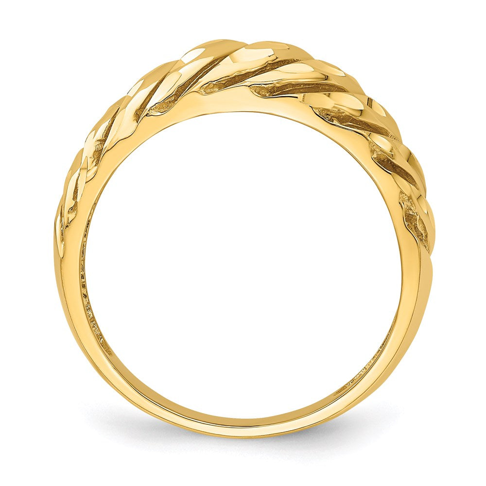 14k yellow gold open slash diamond cut dome ring k4626