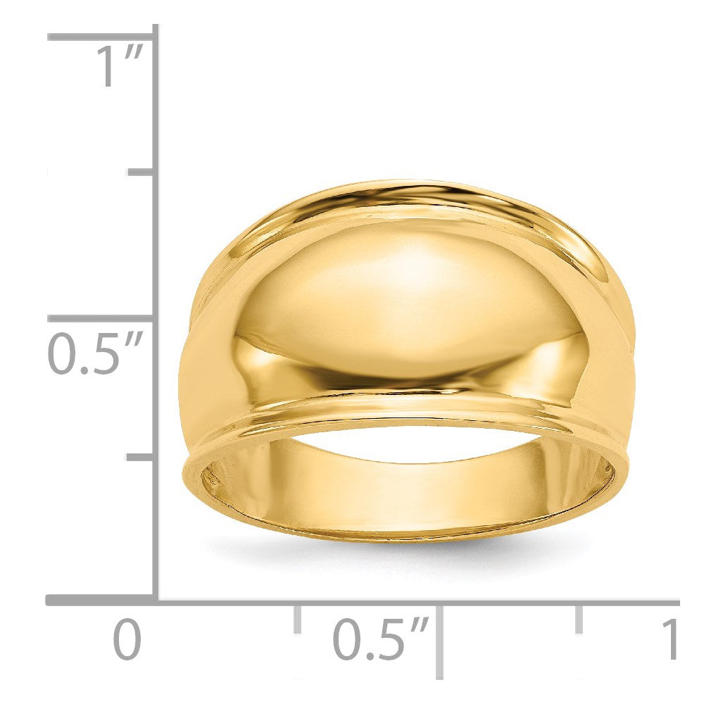 14k yellow gold ridge edged dome ring k4631