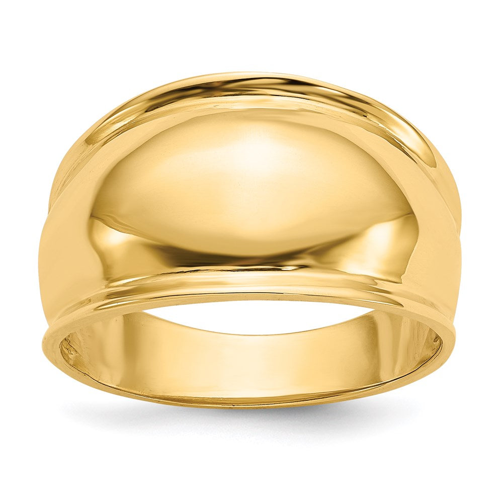 14k yellow gold ridge edged dome ring k4631