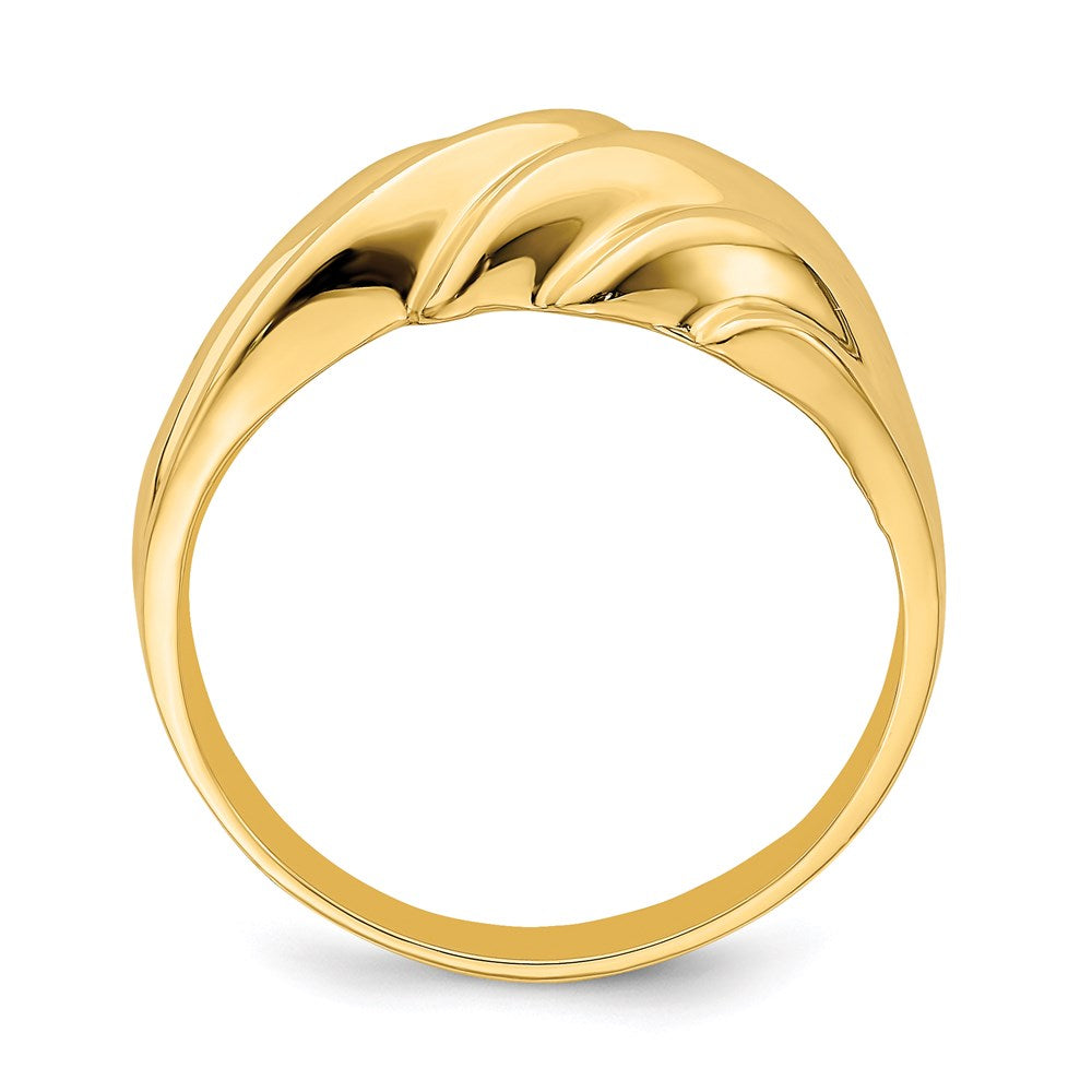 14k yellow gold wave pattern dome ring k4640
