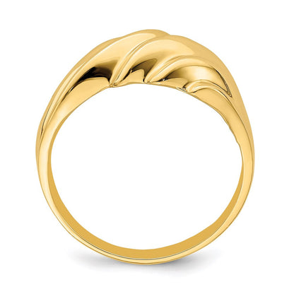 14k yellow gold wave pattern dome ring k4640