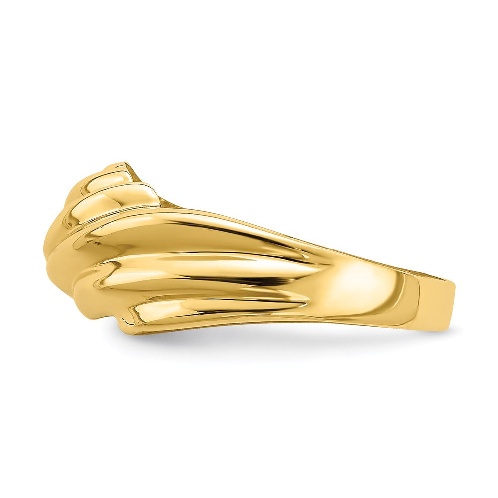 14k yellow gold wave pattern dome ring k4640
