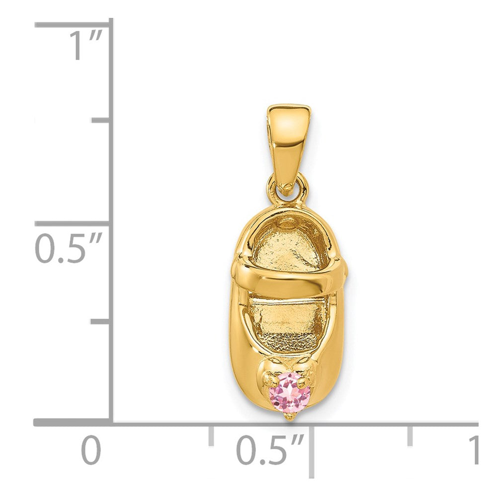 14k Yellow Gold 3-D October/Synthetic Stone Engraveable Shoe Charm