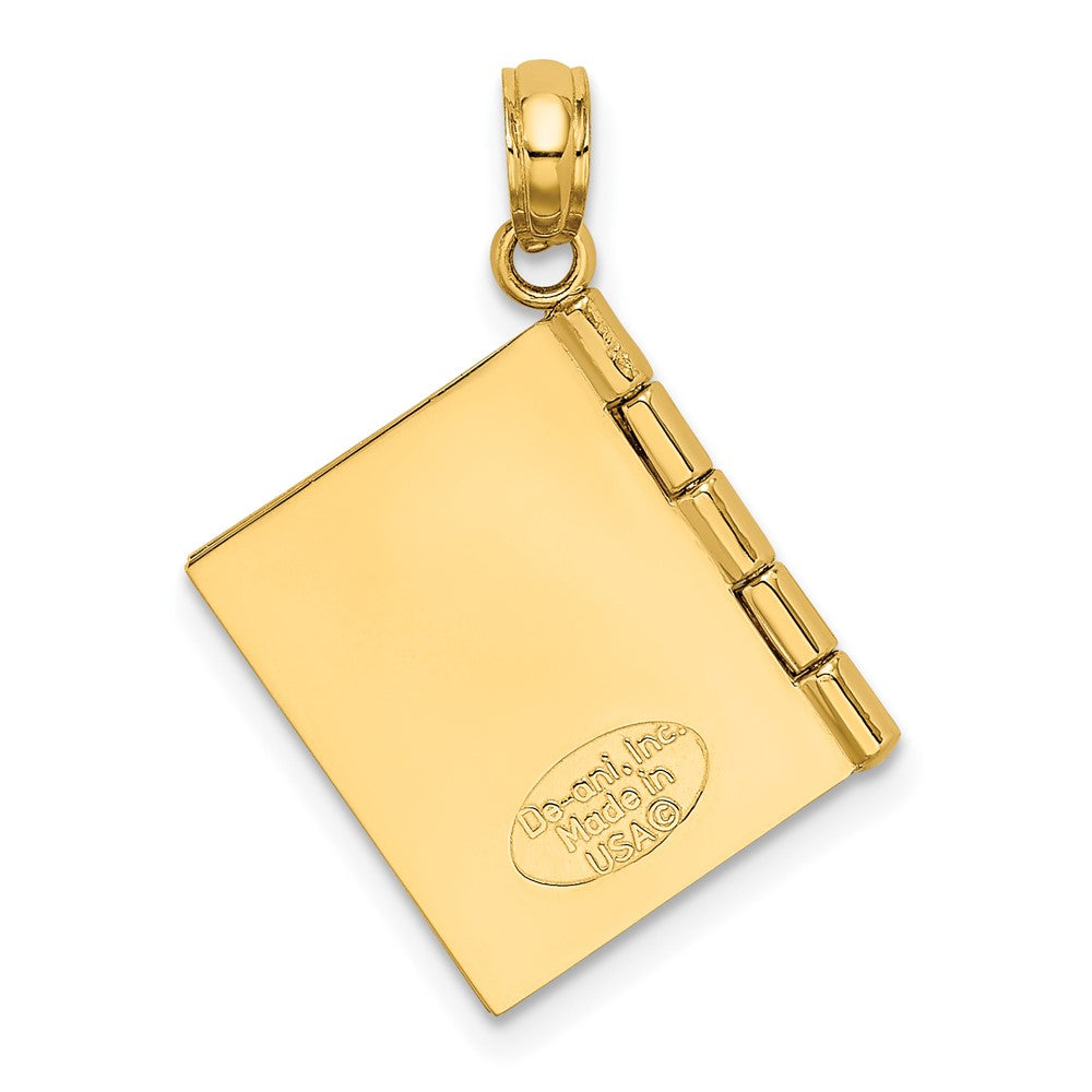 14k Two-tone Gold 3D Enameled LOVING GRANDMA Book Pendant