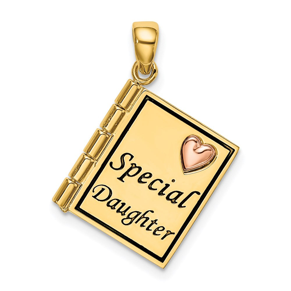 14k Two-tone Goldy & Rose Gold Enameled Special Daughter Charm
