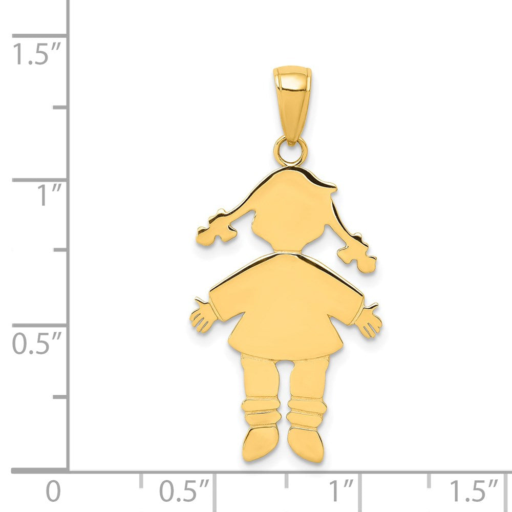 14k Yellow Gold Flat Engravable Girl Charm