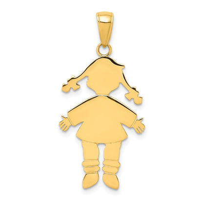 14k Yellow Gold Flat Engravable Girl Charm