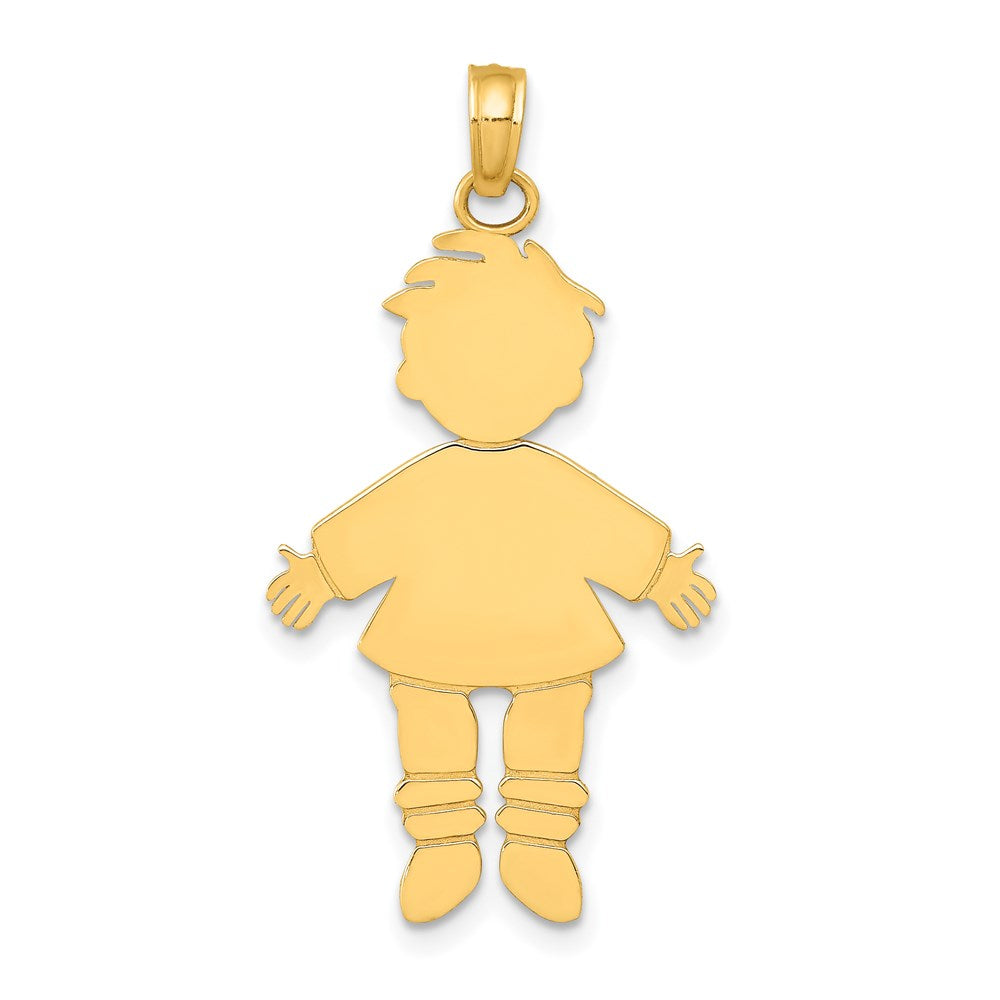 14k Yellow Gold Flat Engravable Boy Charm