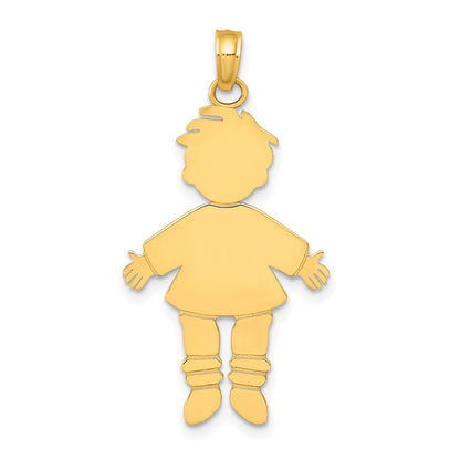 14k Yellow Gold Flat Engravable Boy Charm