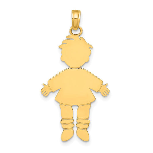14k Yellow Gold Flat Engravable Boy Charm