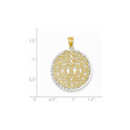 14k Yellow & Rhodium Gold & Rhodium Round Pendant