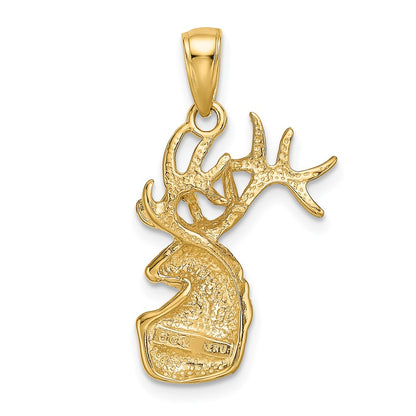 14k Yellow Gold Polished Deer Head Charm