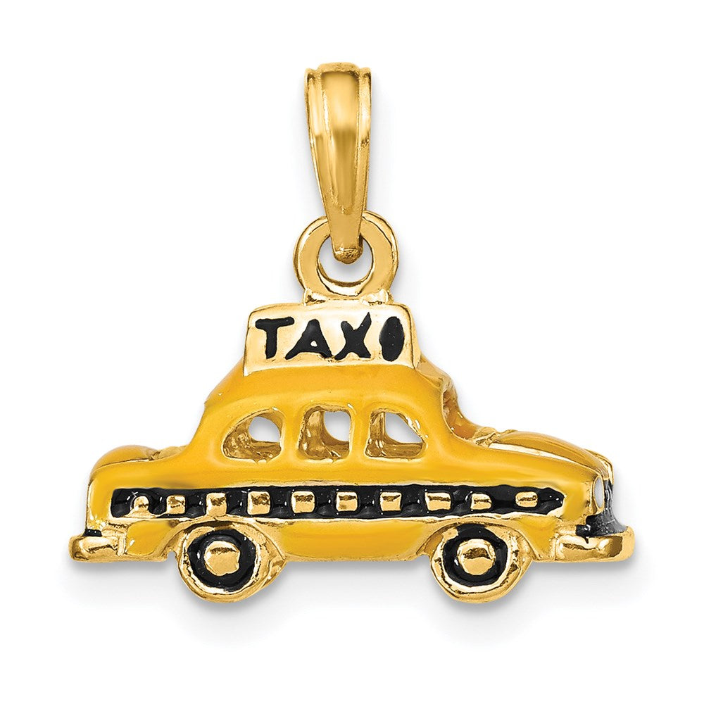14k Yellow Gold 3D Enameled TAXI Pendant