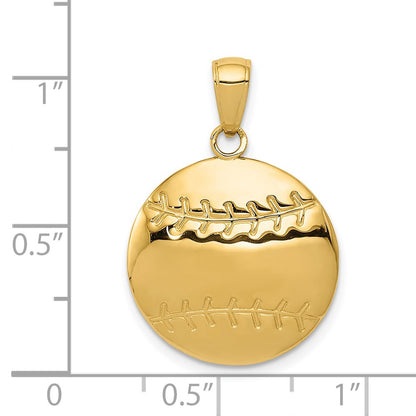 14k Yellow Gold Polished Baseball Charm